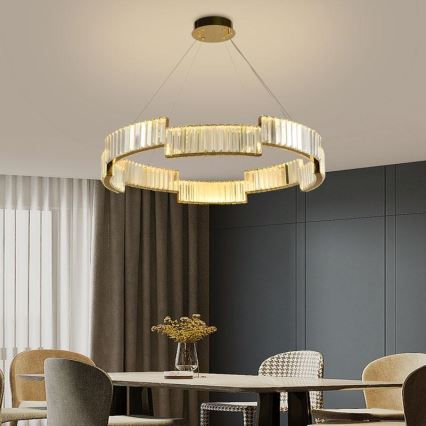 LED himmennettävä kristallikruunu johdolla LED/60W/230V 3000-6500K kulta + kaukosäädin