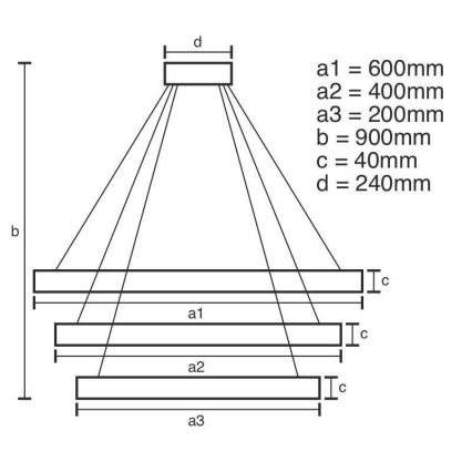LED himmennettävä kattokruunu johdolla LED/85W/230V 3000-6500K halkaisija 60 cm + kaukosäädin