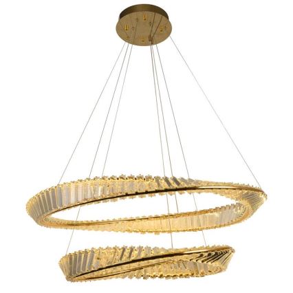 LED himmennettävä kristallikruunu johdolla LED/90W/230V 3000-6500K kulta/kromi + kaukosäädin