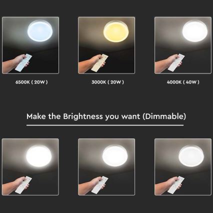 LED Himmennettävä kattovalaisin LED/40W/230V 3000K/4000K/6500K + Kaukosäädin