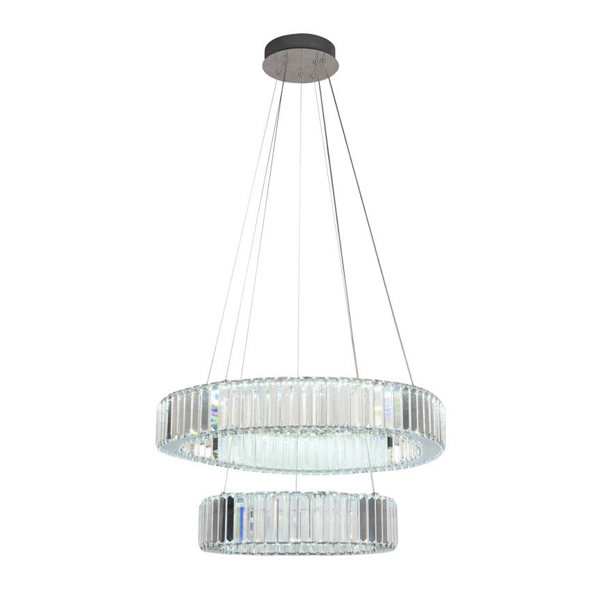 LED himmennettävä kristallikruunu köydellä LED/65W/230V 3000-6500K kiiltävä kromi + kaukosäädin