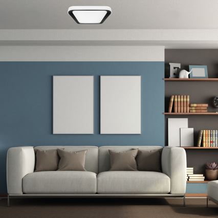 LED Himmennettävä kattovalaisin QUADRO LED/38W/230V 3000-6000K valkoinen/musta + kaukosäädin
