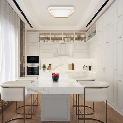 LED Himmennettävä kattovalaisin QUADRO LED/66W/230V 3000-6000K valkoinen/kulta + kaukosäädin