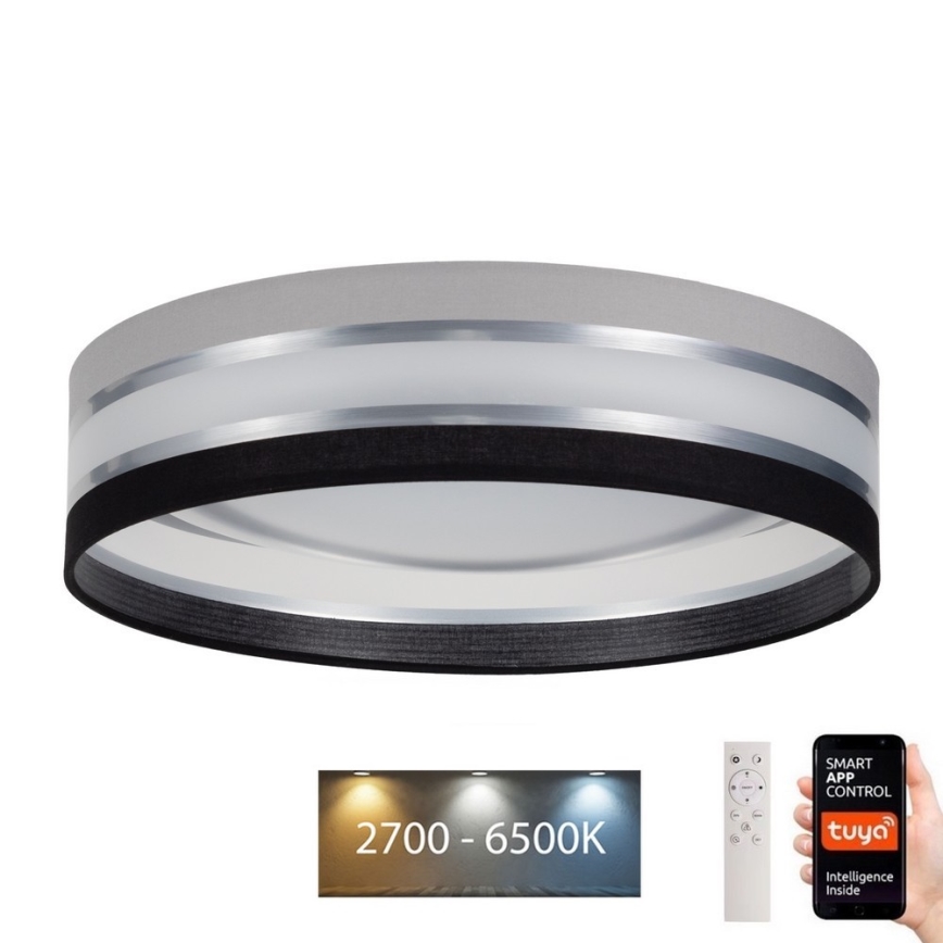 LED-himmennettävä kattovalaisin SMART CORAL LED/24W/230V Wi-Fi Tuya musta/harmaa + kaukosäädin