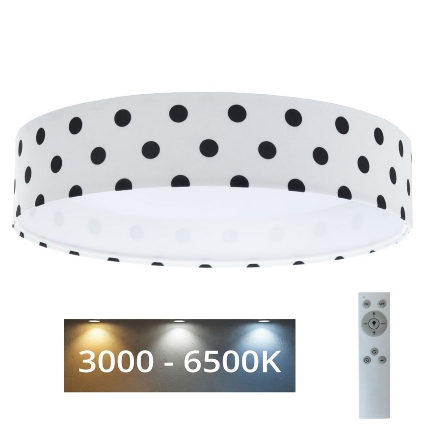 LED himmennettävä kattovalaisin SMART GALAXY KIDS LED/24W/230V 3000-6500K pisteet valkoinen/musta + kaukosäädin