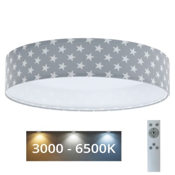 LED-himmennettävä kattovalaisin SMART GALAXY KIDS LED/24W/230V 3000-6500K tähdet harmaa/valkoinen + kaukosäädin