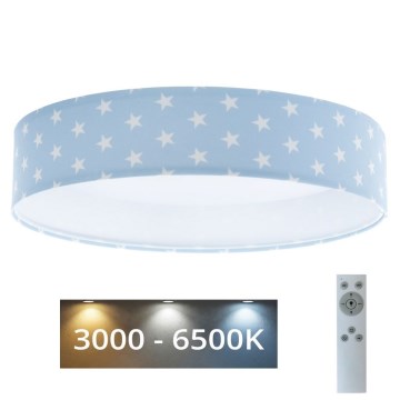LED-himmennettävä kattovalaisin SMART GALAXY KIDS LED/24W/230V 3000-6500K tähdet sininen/valkoinen + kaukosäädin