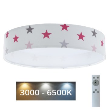 LED-himmennettävä kattovalaisin SMART GALAXY KIDS LED/24W/230V 3000-6500K tähdet valkoinen/vaaleanpunainen/harmaa + kaukosäädin