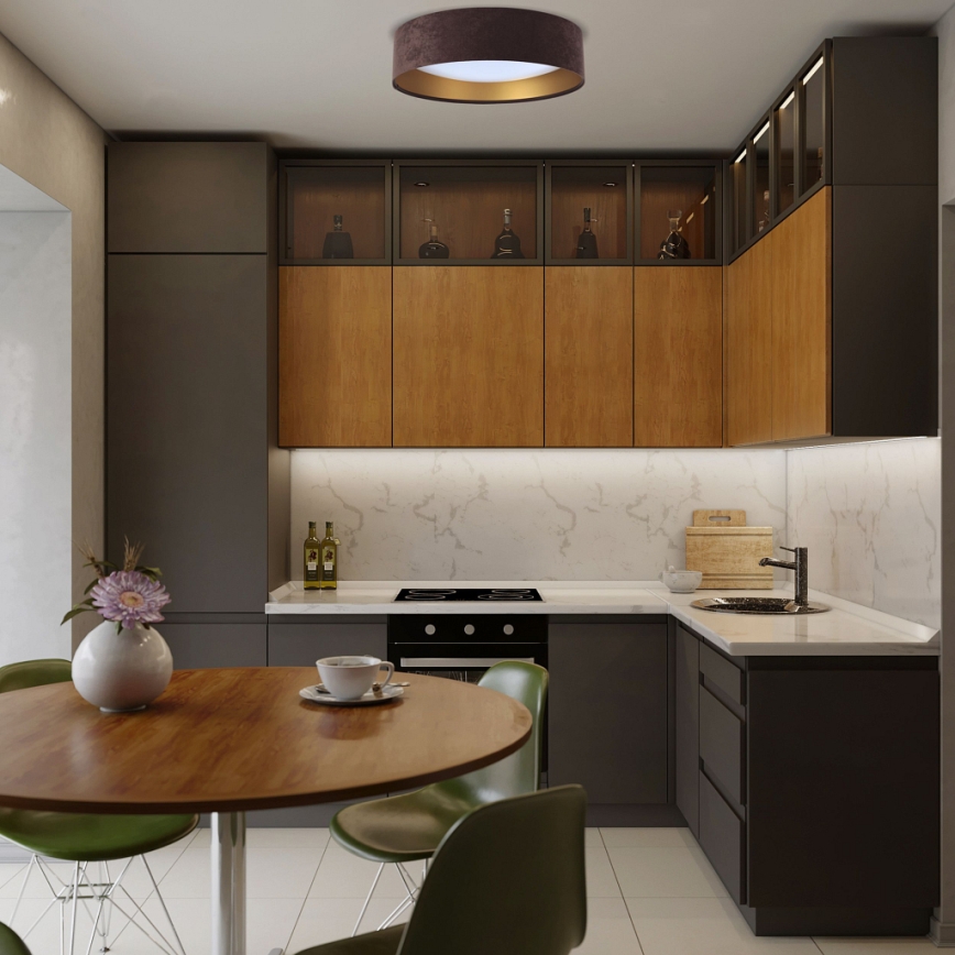 LED-himmennettävä kattovalaisin SMART GALAXY LED/24W/230V ruskea/kulta + kaukosäädin