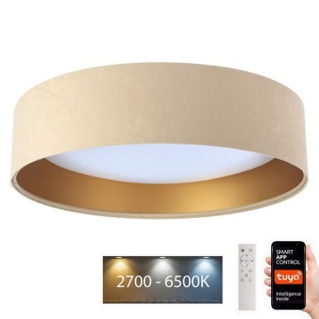 LED Himmennettävä kattovalaisin SMART GALAXY LED/36W/230V d. 55 cm 2700-6500K Wi-Fi Tuya beige/kulta + kaukosäädin