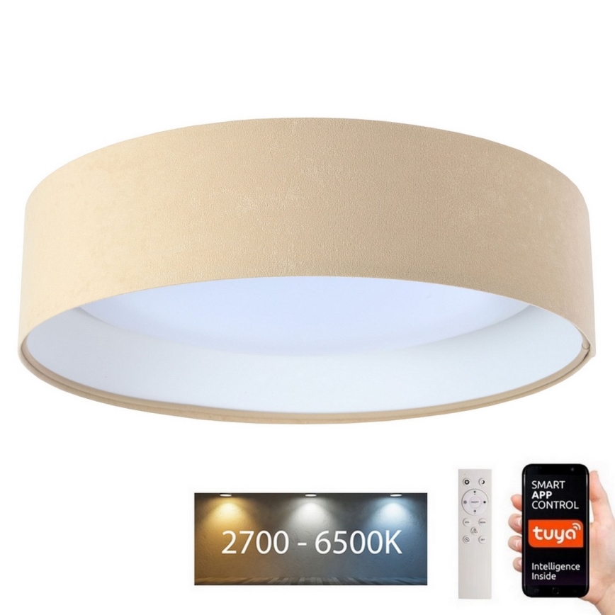 LED Himmennettävä kattovalaisin SMART GALAXY LED/36W/230V d. 55 cm 2700-6500K Wi-Fi Tuya beige/valkoinen + kaukosäädin