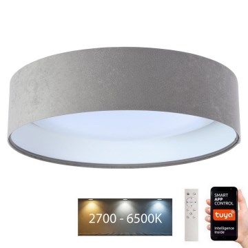 LED Himmennettävä kattovalaisin SMART GALAXY LED/36W/230V d. 55 cm 2700-6500K Wi-Fi Tuya harmaa/valkoinen + kaukosäädin
