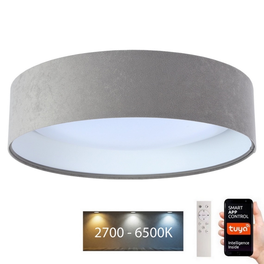 LED Himmennettävä kattovalaisin SMART GALAXY LED/36W/230V d. 55 cm 2700-6500K Wi-Fi Tuya harmaa/valkoinen + kaukosäädin