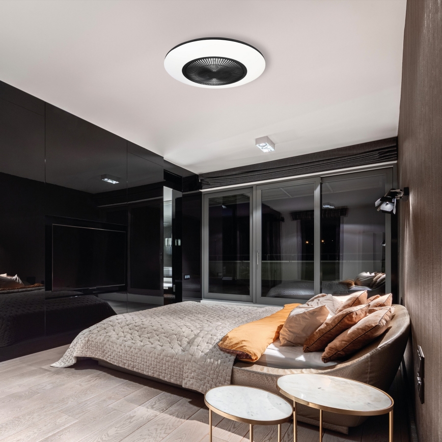 LED Himmennettävä kattovalaisin tuulettimella ARIA LED/38W/230V 3000-6000K musta/valkoinen +kaukosäädin