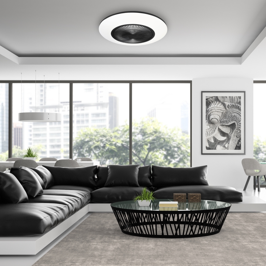 LED Himmennettävä kattovalaisin tuulettimella ARIA LED/38W/230V 3000-6000K musta/valkoinen +kaukosäädin