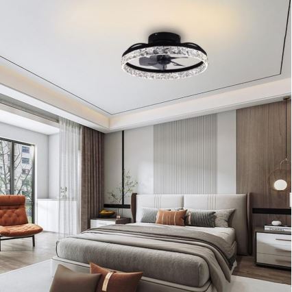 LED Himmennettävä kattovalaisin tuulettimella LED/35W/230V 3000-6500K musta + kauko-ohjaus