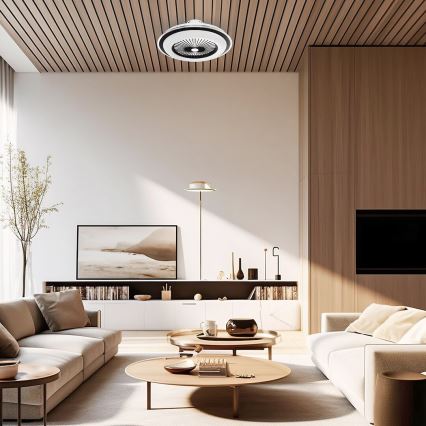 LED Himmennettävä kattovalaisin tuulettimella ZEPHYR LED/48W/230V 3000-6000K musta + kauko-ohjaus