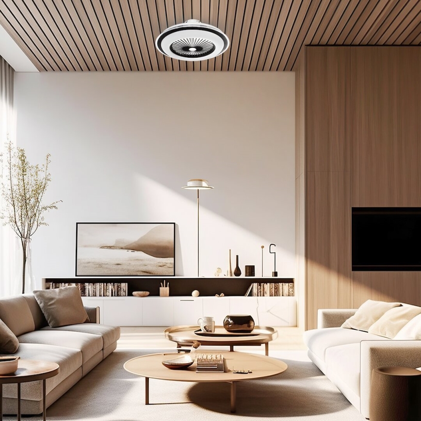 LED Himmennettävä kattovalaisin tuulettimella ZEPHYR LED/48W/230V 3000-6000K musta + kauko-ohjaus