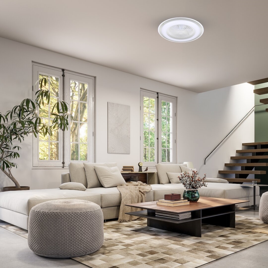 LED himmennettävä kattovalaisin tuulettimella ZONDA LED/48W/230V 3000-6000K hopea + kaukosäädin