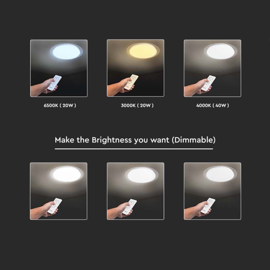 LED Himmennettävä kattovalo LED/40W/230V 3000K/4000K/6500K + kaukosäädin