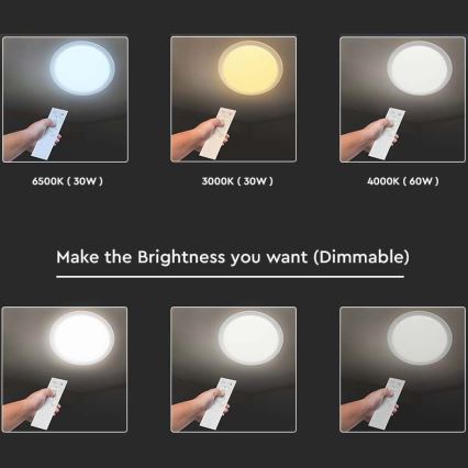 LED Himmennettävä kattovalo LED/40W/230V 3000K/4000K/6500K + kaukosäädin
