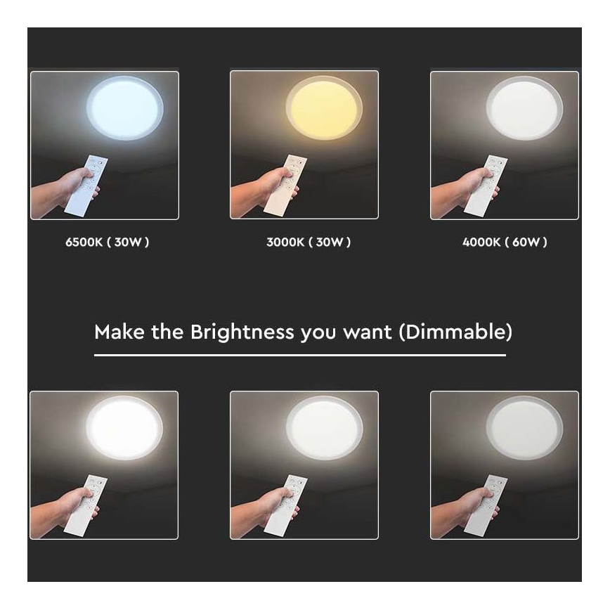 LED Himmennettävä kattovalo LED/40W/230V 3000K/4000K/6500K + kaukosäädin