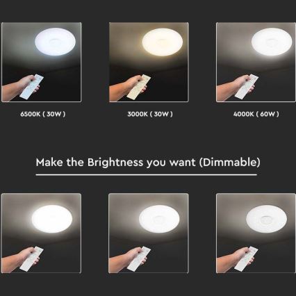 LED Himmennettävä kattovalo LED/40W/230V 3000K/4000K/6500K + kaukosäädin