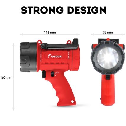 LED-himmennettävä kestävä taskulamppu LED/5W/3xC IP67