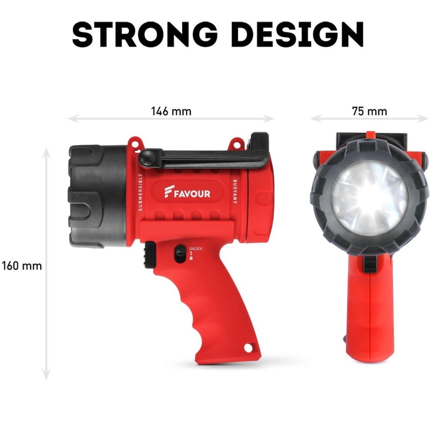 LED-himmennettävä kestävä taskulamppu LED/5W/3xC IP67