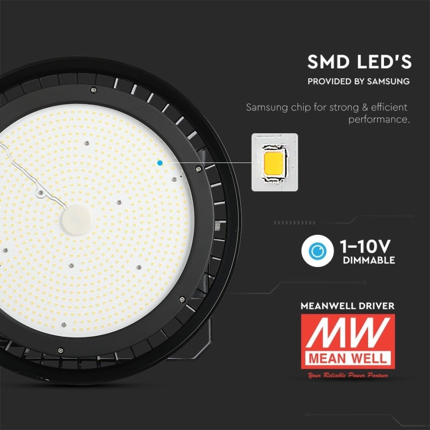 LED Himmennettävä kestävä valo High Bay LED/500W/230V 4000K IP65 musta
