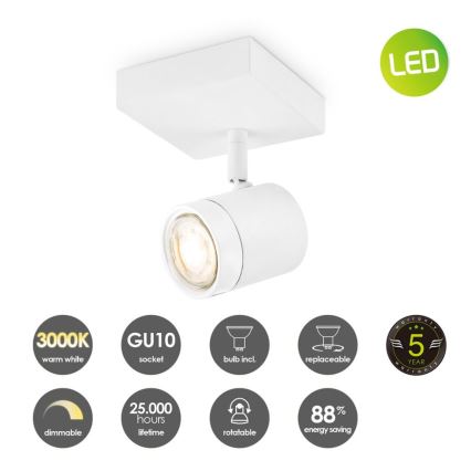 LED Himmennettävä kohdevalo MANU 1xGU10/5,8W/230V valkoinen