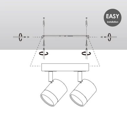 LED Himmennettävä kohdevalo MANU 2xGU10/5,8W/230V valkoinen