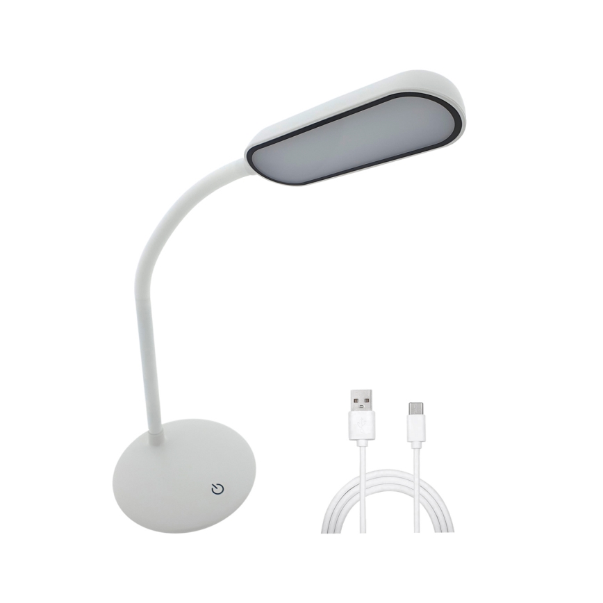 LED Himmennettävä kosketus joustava pöytävalaisin LED/6W/5V USB 1200 mAh valkoinen