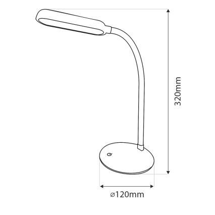 LED Himmennettävä kosketus joustava pöytävalaisin LED/6W/5V USB 1200 mAh valkoinen