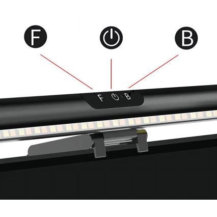 LED Himmennettävä kosketus monitori valaistus LED/5W/5V 3000/4000/5000/6000K 42 cm musta