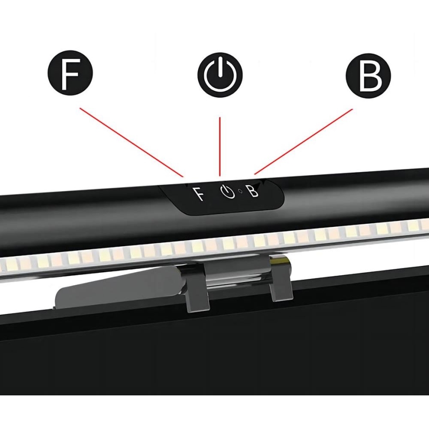 LED Himmennettävä kosketus monitori valaistus LED/5W/5V 3000/4000/5000/6000K 42 cm musta
