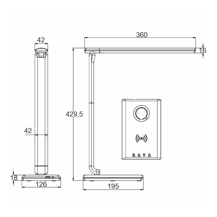 LED Himmennettävä kosketuslamppu langattomalla latauksella MEGGIE LED/8W/230V + USB