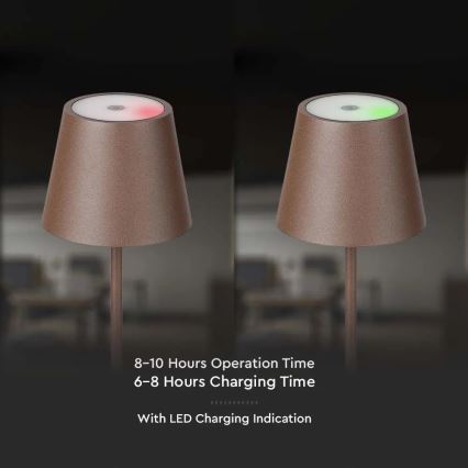 LED himmennettävä kosketusohjattu ladattava pöytälamppu LED/2W/5V 4400 mAh 3000K IP54 ruskea