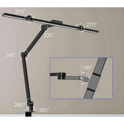 LED himmennettävä kosketusohjattu joustava pöytälamppu LED/24W/230V 3000-6500K CRI 92 musta