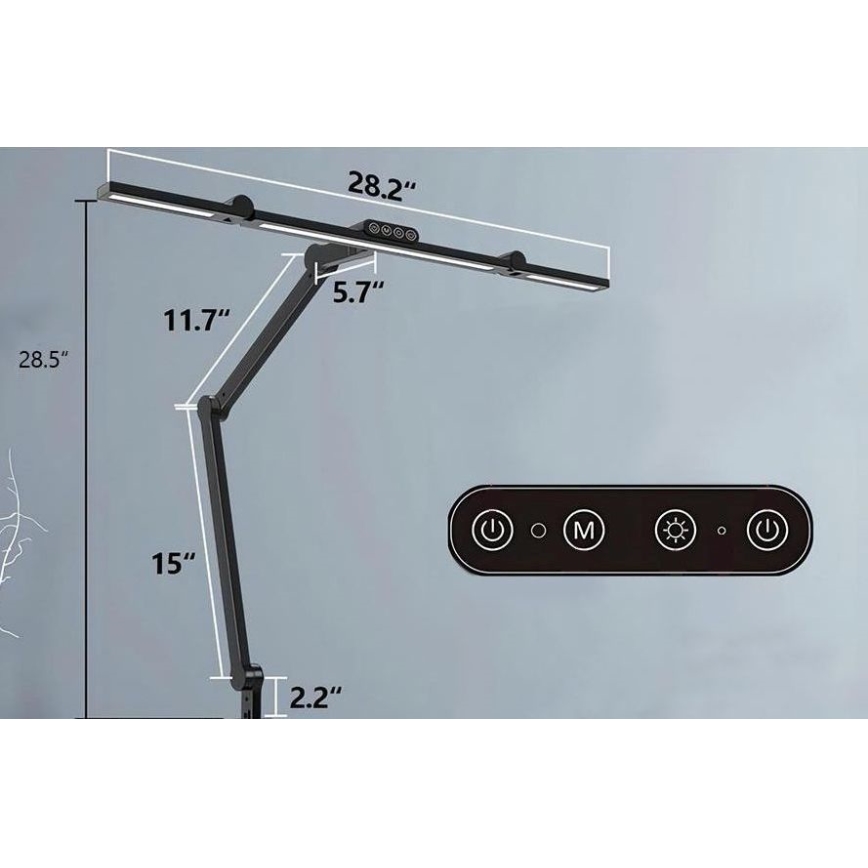 LED himmennettävä kosketusohjattu joustava pöytälamppu LED/24W/230V 3000-6500K CRI 92 musta
