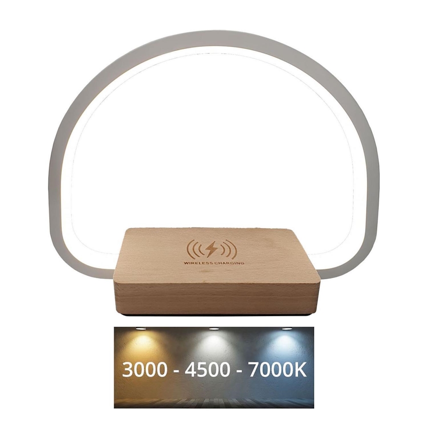 LED Himmennettävä kosketuspöytävalaisin langattomalla latauksella LED/10W/5V 3000/4500/7000K