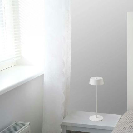 LED Himmennettävä kostetuspöytävalaisin ulkokäyttöön LED/2W/5V 4400 mAh IP54 valkoinen