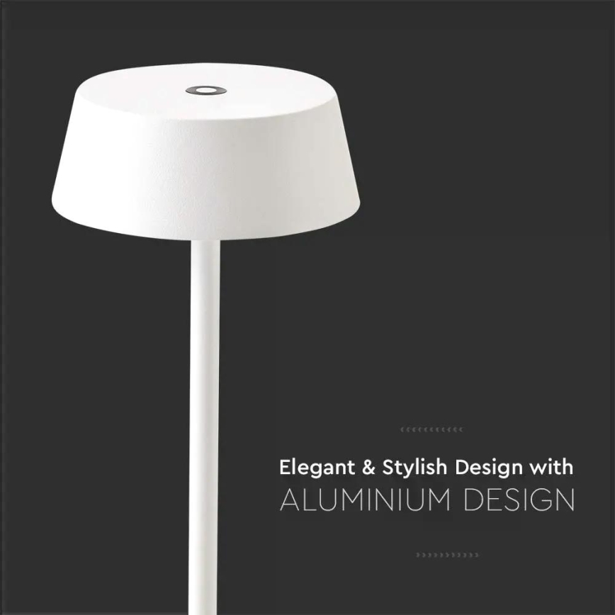 LED Himmennettävä kostetuspöytävalaisin ulkokäyttöön LED/2W/5V 4400 mAh IP54 valkoinen