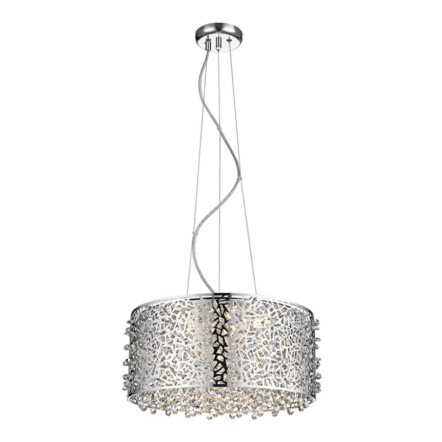 LED Himmennettävä kristalli kattokruunu johdossa FOREST 5xLED/5W/230V mattakromi