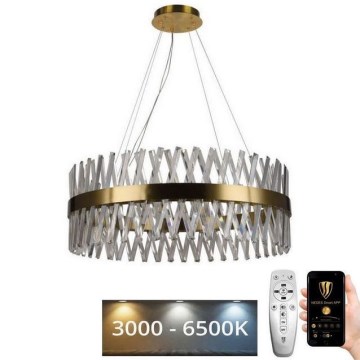LED Himmennettävä kristalli kattokruunu johdossa LED/110W/230V 3000-6500K kulta + kauko-ohjaus