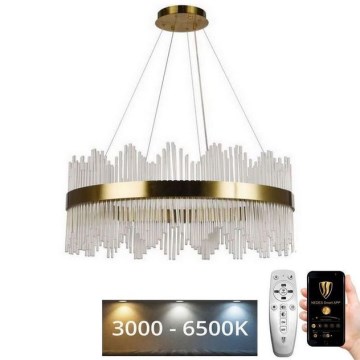 LED Himmennettävä kristalli kattokruunu johdossa LED/110W/230V 3000-6500K kulta + kauko-ohjaus