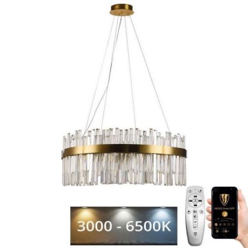 LED Himmennettävä kristalli kattokruunu johdossa LED/110W/230V 3000-6500K kulta + kauko-ohjaus