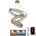 LED Himmennettävä kristalli kattokruunu johdossa LED/115W/230V 3000-6500K kromi/kulta + kauko-ohjaus