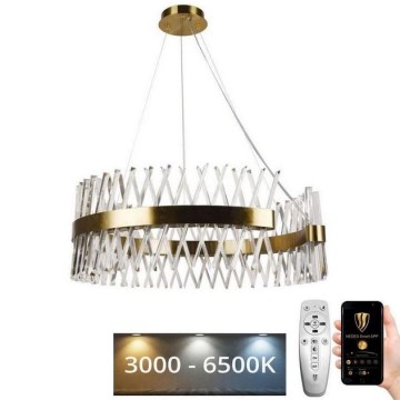LED Himmennettävä kristalli kattokruunu johdossa LED/175W/230V 3000-6500K kulta + kauko-ohjaus