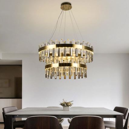 LED Himmennettävä kristalli kattokruunu johdossa LED/190W/230V 3000-6500K + kauko-ohjaus